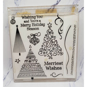 Art Deco Christmas Tree Lot of Clear Acrylic Stamps